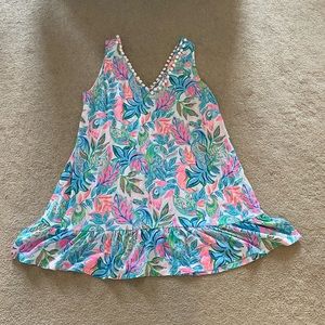 💐Lilly Pulitzer Camila Swing Sleeveless V Neck Pink & Blue Midi Dress💐